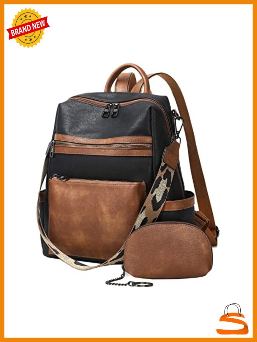 Faux Leather Backpack Purse for Women Large Capacity Travel Work Handbag